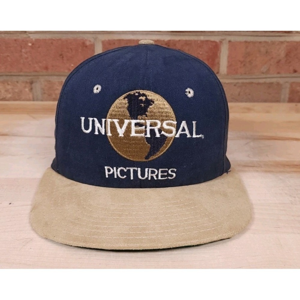 Vintage Universal Pictures Hat Cap Snapback Blue Beige Film Studio USA Made